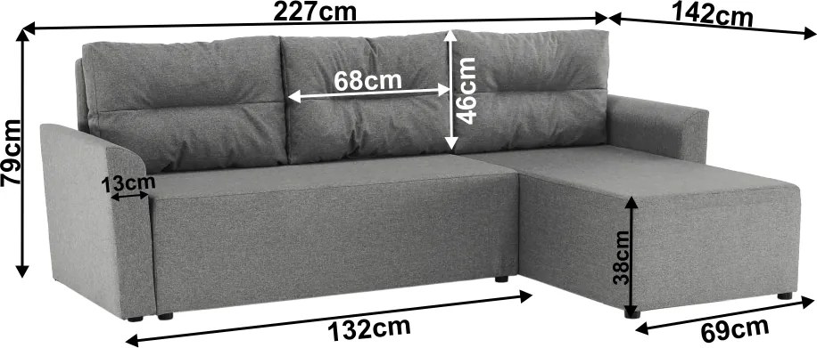 Univerzális ülőgarnitúra, szürke, PLAY