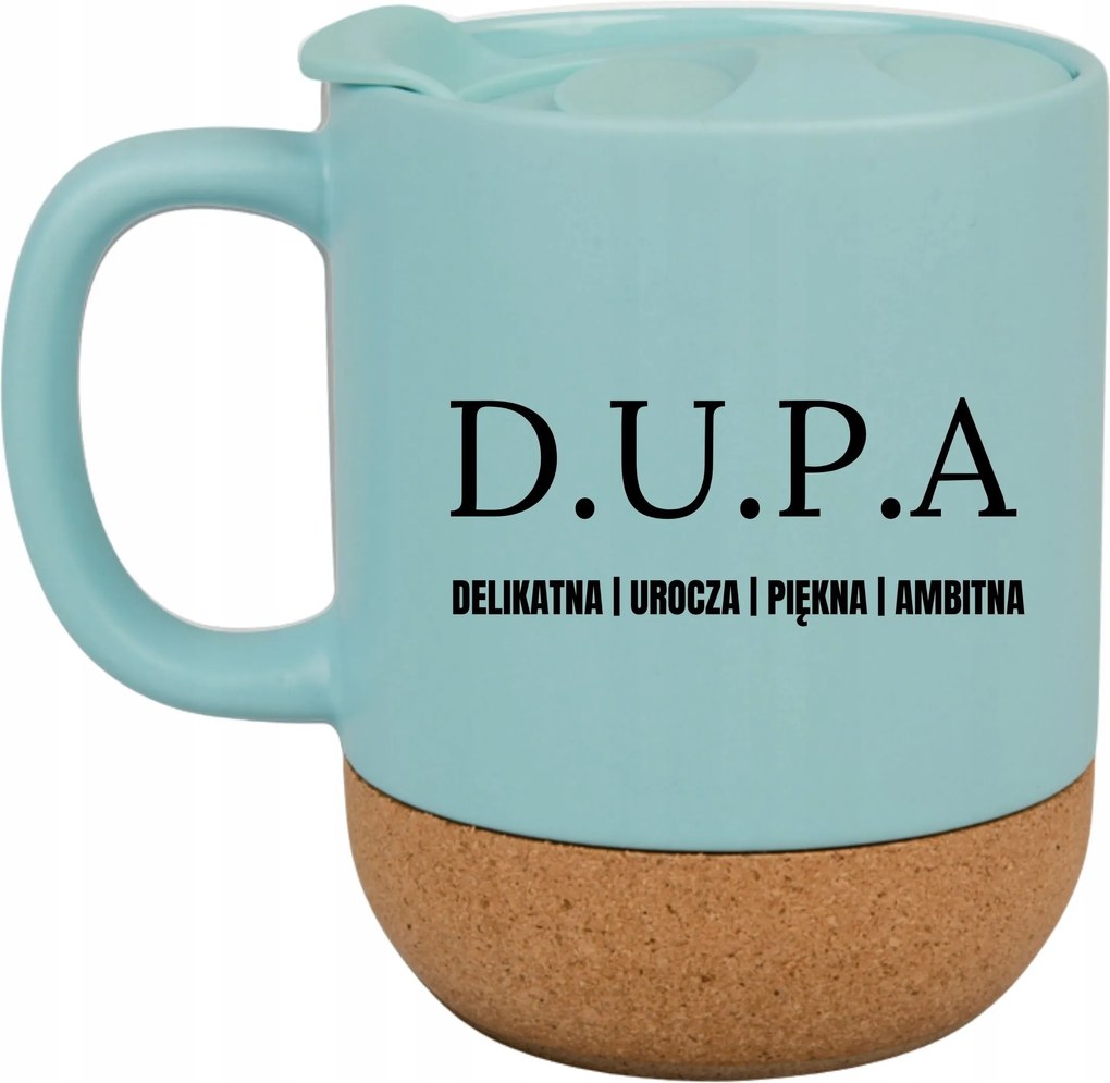 Kék Bögre Fedéllel És Parafa Aljjal Ajándék D.u.p.a