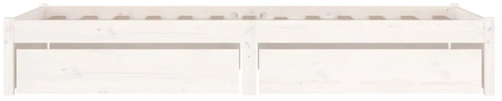 fehér kicsi egyszemélyes ágykeret fiókokkal 75 x 190 cm