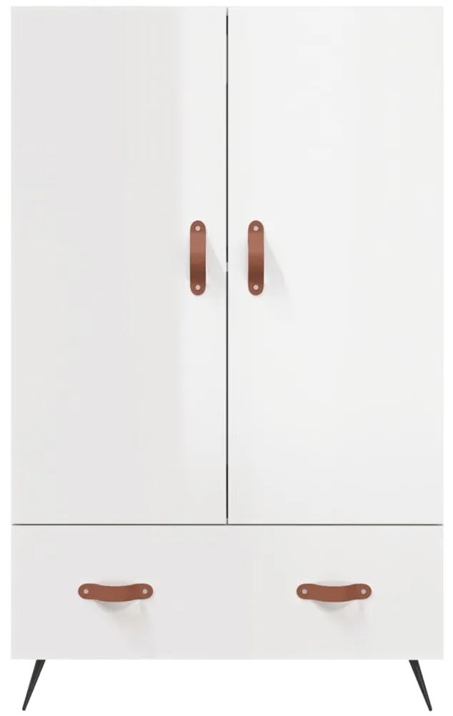 magasfényű fehér szerelt fa magasszekrény 69,5 x 31 x 115 cm