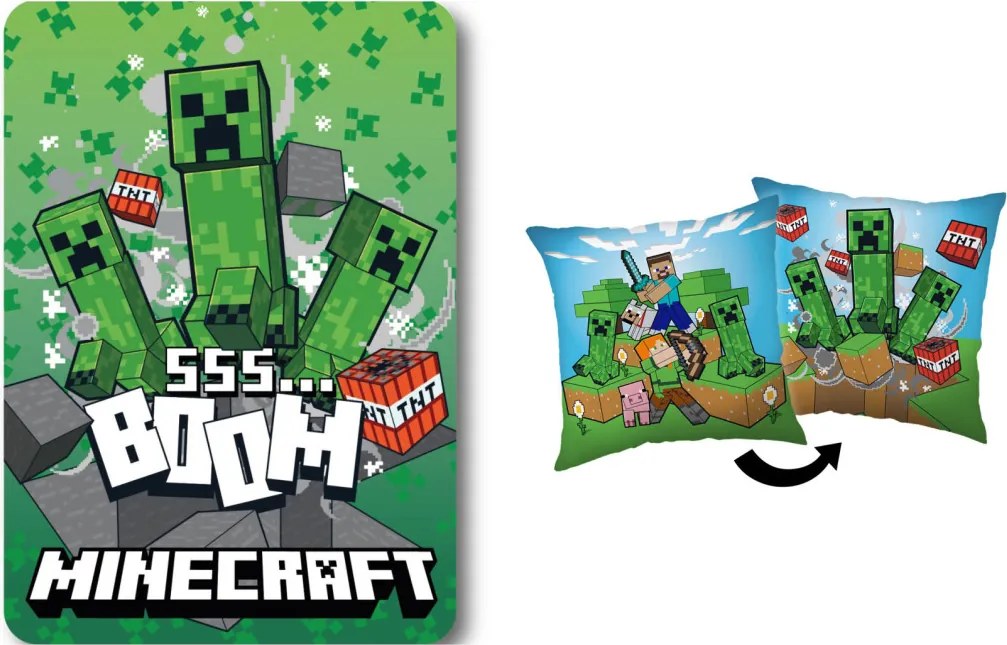 Minecraft Boom Chaos polár takaró és párna szett, 2 részes