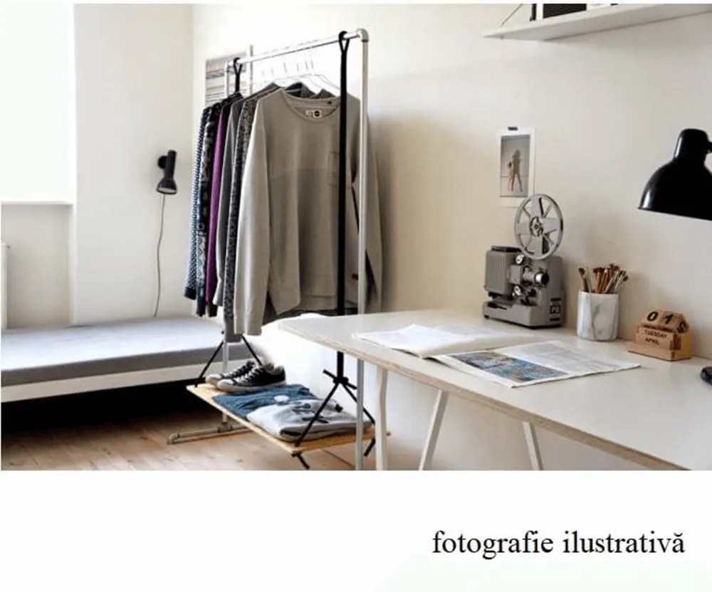 Görgős ruhaálvány, rozsdamentes fém/fekte műanyag, DOLFO NEW