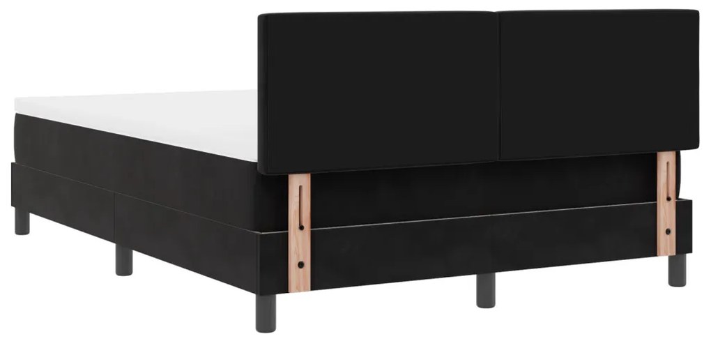 Boxspring Ágy Mattal Fekete 140x200 cm Bársony