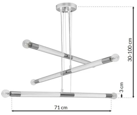 Csillár BASTONE WHITE 6xE14 / 40W / 230V
