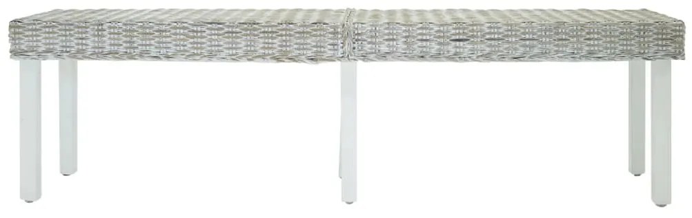 fehér natúr kubu rattan és tömör mahagóni fa pad 160 x 35 x 45 cm