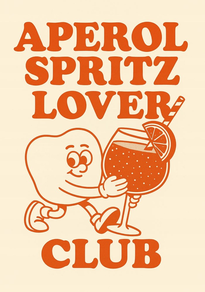 Poszter Aperol Spritz Lover Club dekoráció koktélrajongóknak 30x40 cm