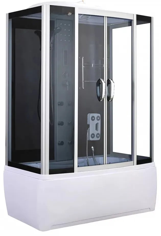 Emilia 85x150 cm hidromasszázs kádkabin elektronikával Black