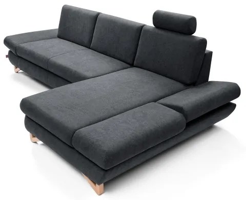 Ágyazható, kárpitozott L-alakú sarokülőgarnitúra tárolóval AVESTA, jobb oldali, antracit