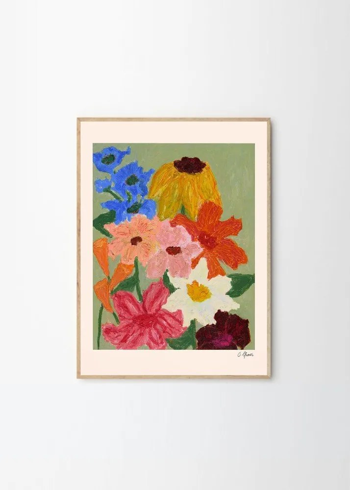 Poszter 50x70 cm Flowers on Sage Green – Carla Llanos – The Poster Club