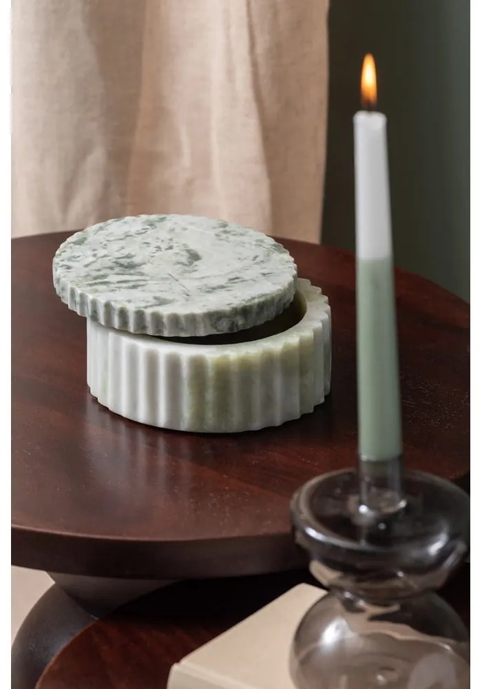Világoszöld dekoratív kő tárolódoboz ø 15x6 cm Marble – PT LIVING