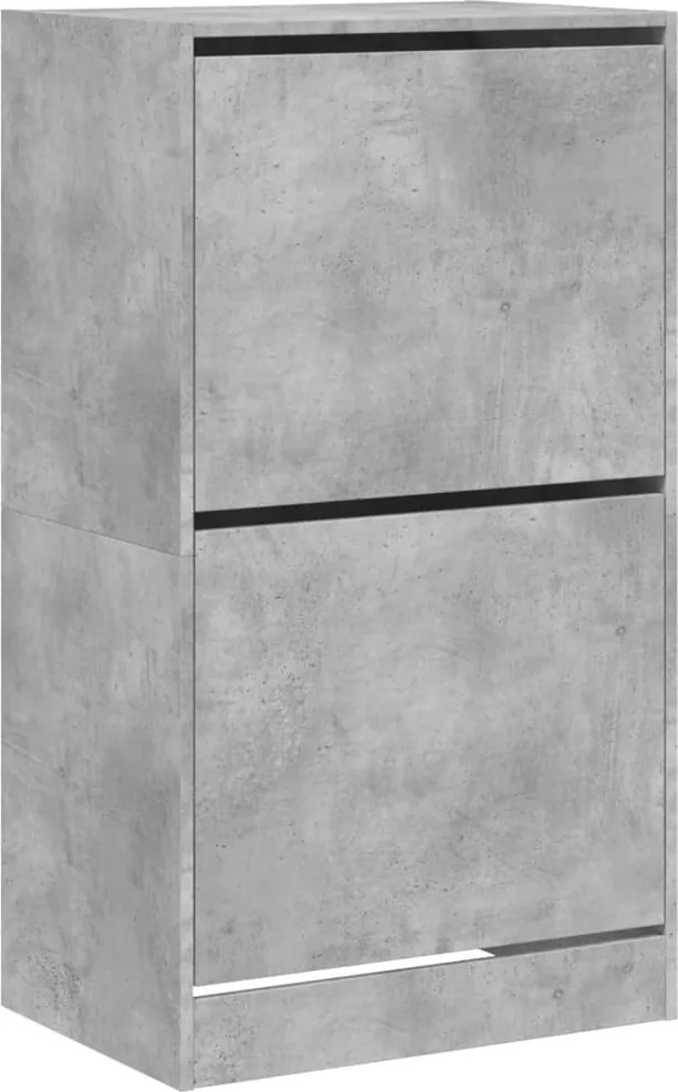 vidaXL betonszürke cipőszekrény 2 kihajtható fiókkal 60 x 42 x 108 cm