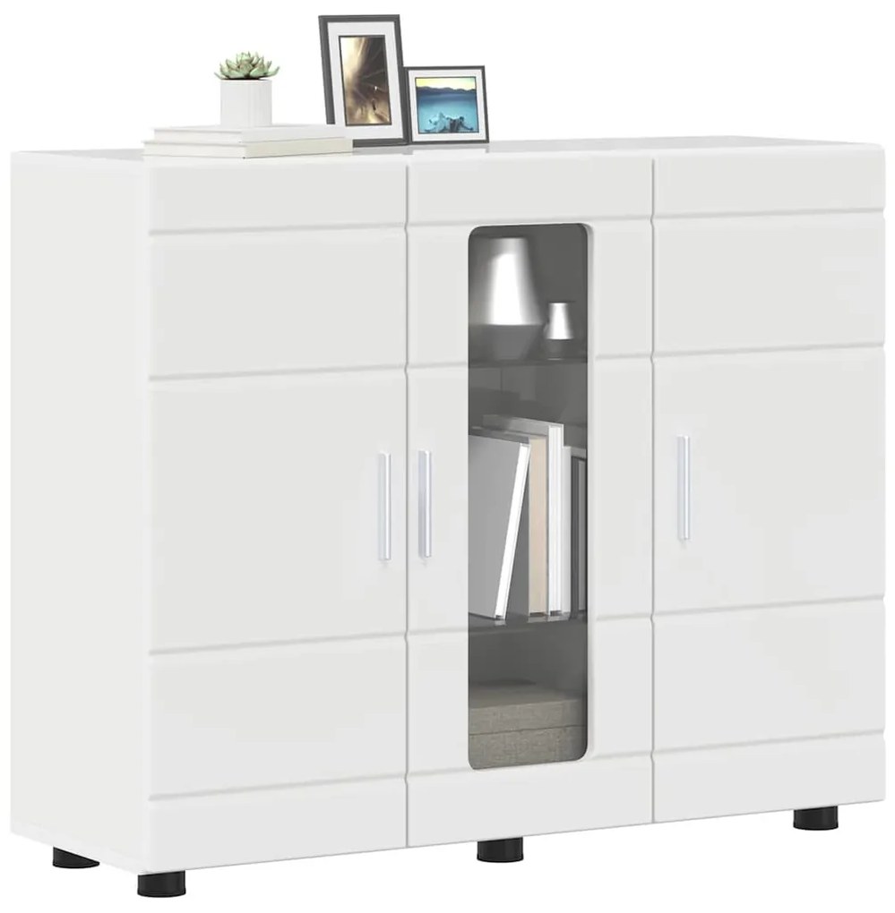 Széf polcokkal Magasfényű fehér 55.5 x 29 x 100 cm Faanyag