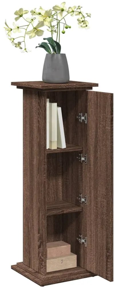 barna tölgy szerelt fa bemutatóállvány tárolóval 31x30x90 cm