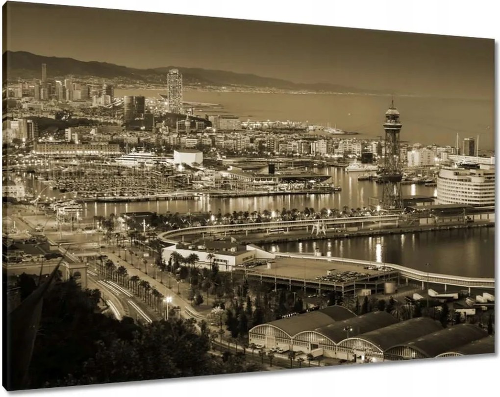 Vászonkép 100x70 Barcelona Éjszakai tájkép