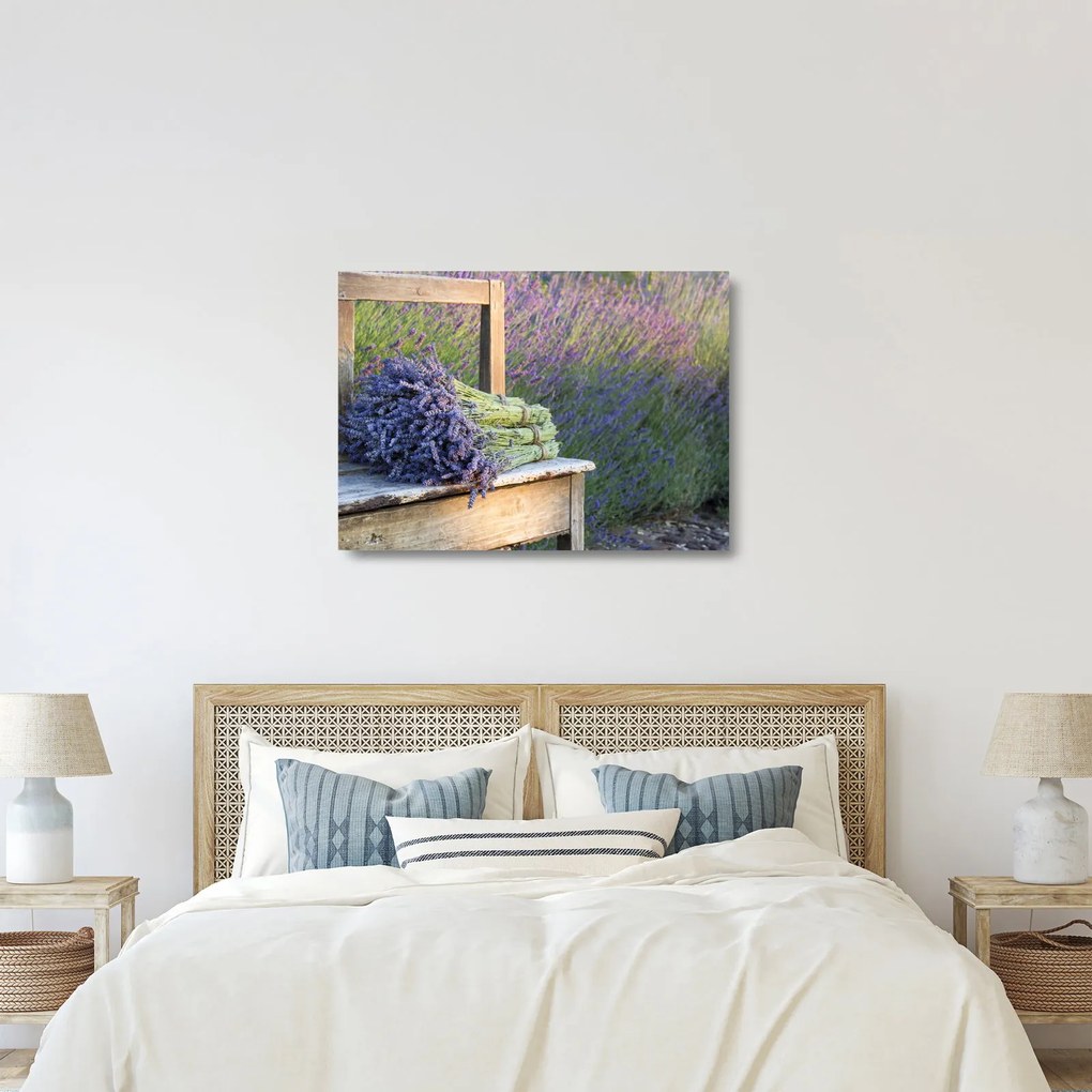 Üveg kép - Levendula csokrok (70x50 cm)
