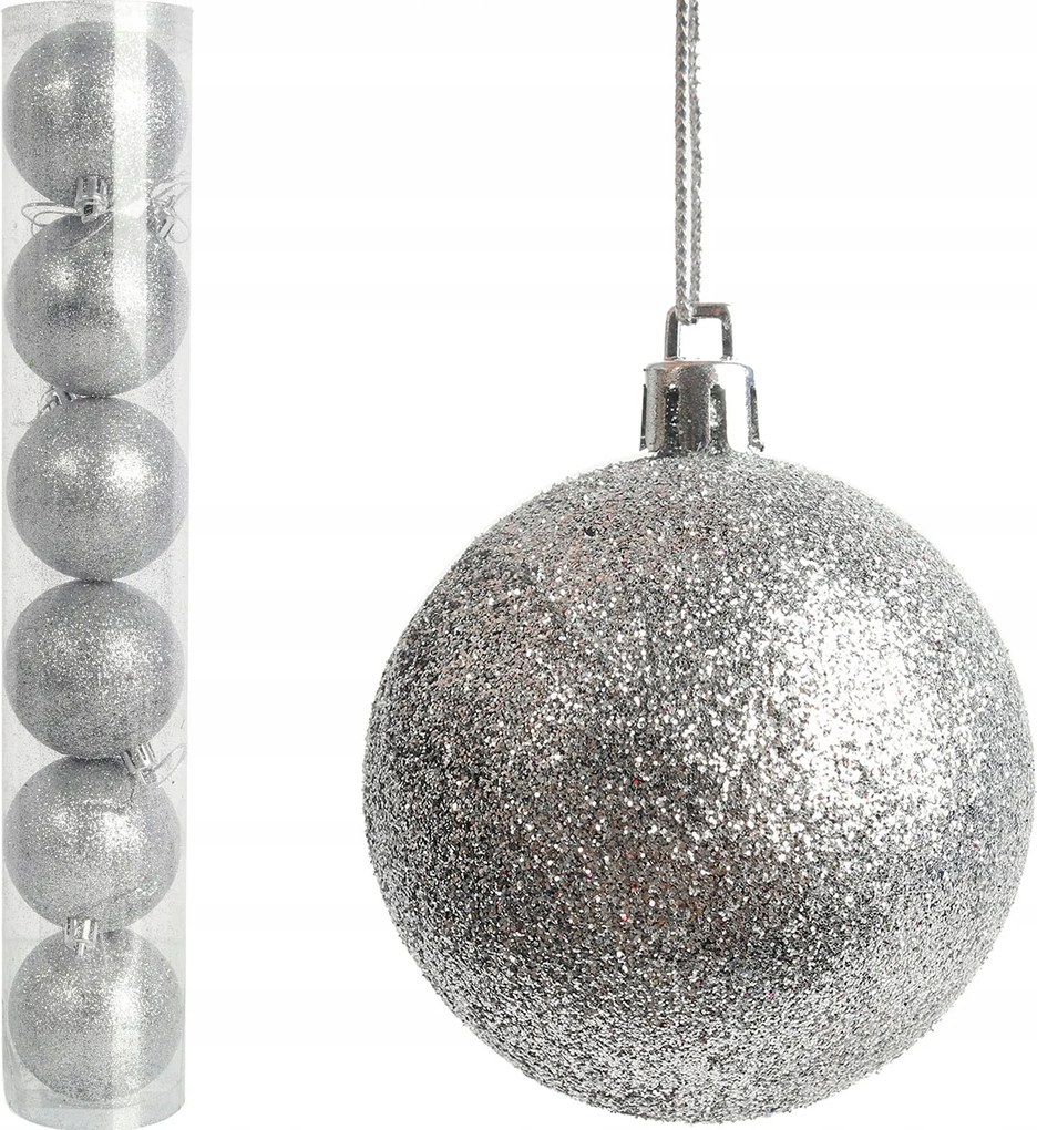 6 db-os műanyag csillámos gömb Karácsonyfa Dekoráció Szett