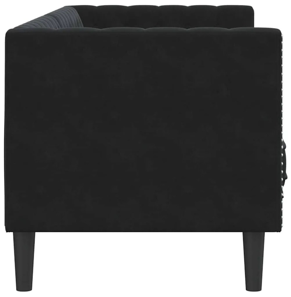 Chesterfield kanapé Argyle Fekete 194 x 74.5 x 70.5 cm Bársony