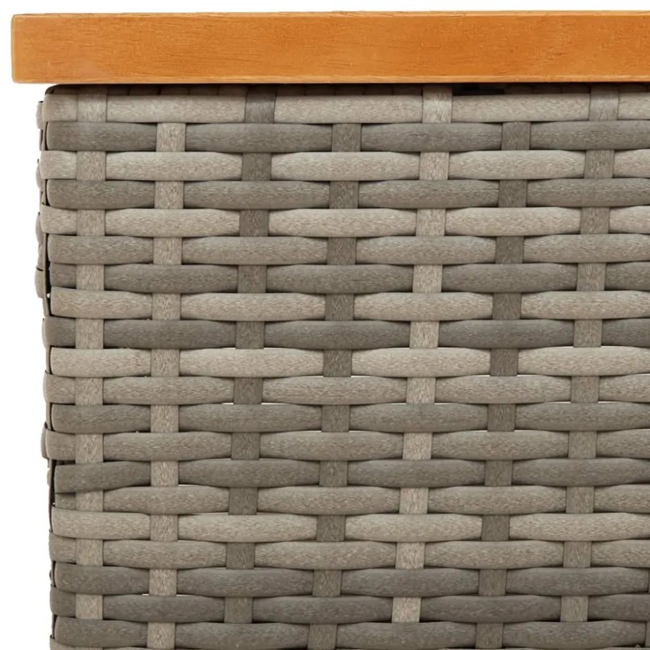 szürke polyrattan és akácfa napernyőtalp-burkolat 70x70x25 cm