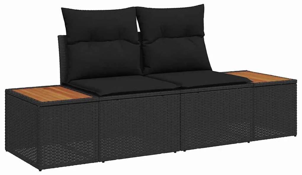 Kerti Kanapé Szett 5 pcs Fekete 184 x 62 x 85 cm Poli rattan