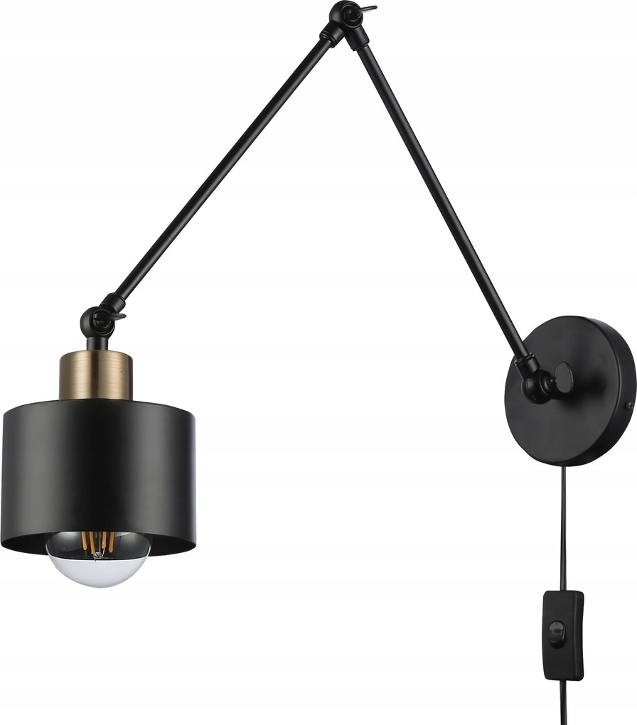 Fali lámpa vállra E27 beltéri fali lámpa Led kapcsoló fekete