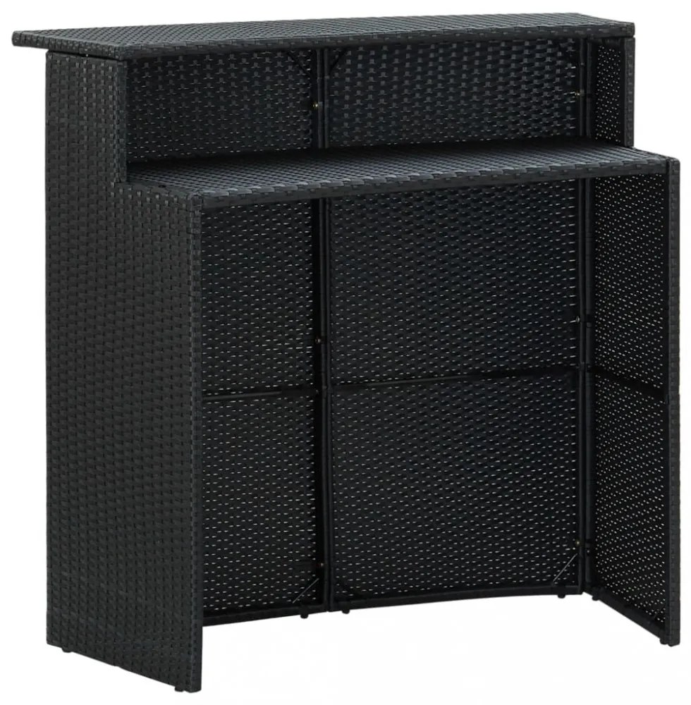 fekete polyrattan kerti bárasztal 120 x 55 x 110 cm