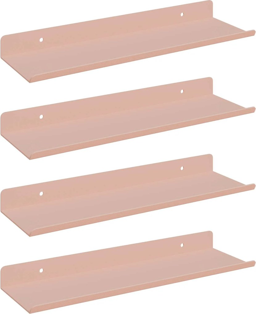 vidaXL Lebegő polc 4 pcs Rózsaszín 30 x 9 x 2,5 cm Acél