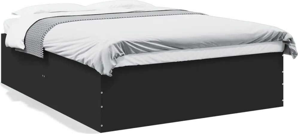 vidaXL fekete szerelt fa ágykeret 160 x 200 cm