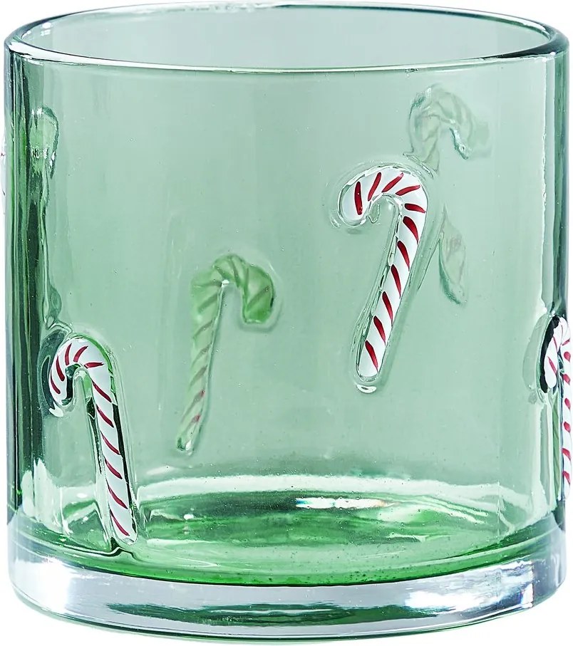 X-MAS üveg szélfogó zöld , cukorpálca