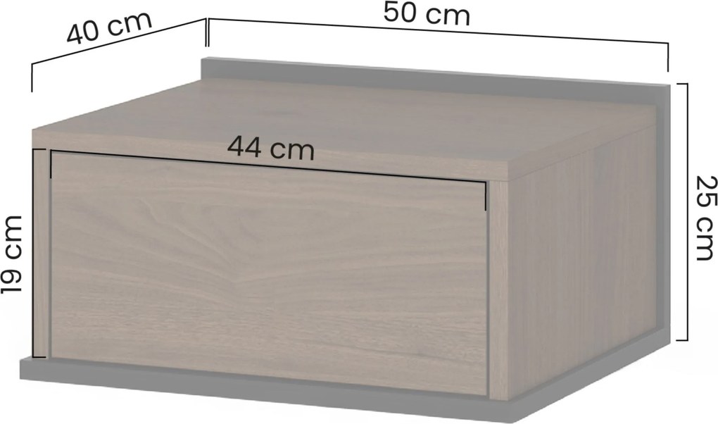 Zenar fali éjjeliszekrény fiókkal 50 cm - elegáns dió / fekete