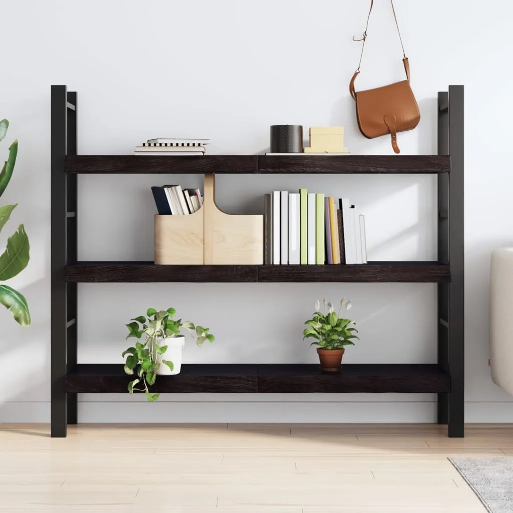 sötétbarna kezelt tömör tölgyfa fali polc 140 x 40 x (2-6) cm