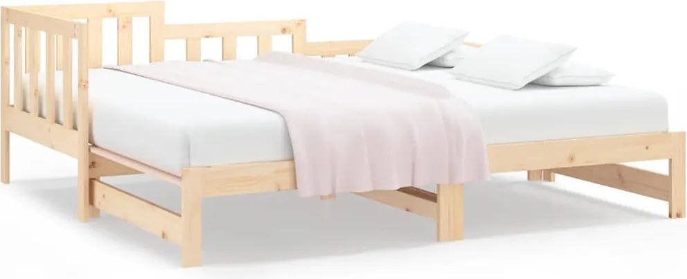 vidaXL tömör fenyőfa kihúzható kanapéágy 2 x (90 x 200) cm