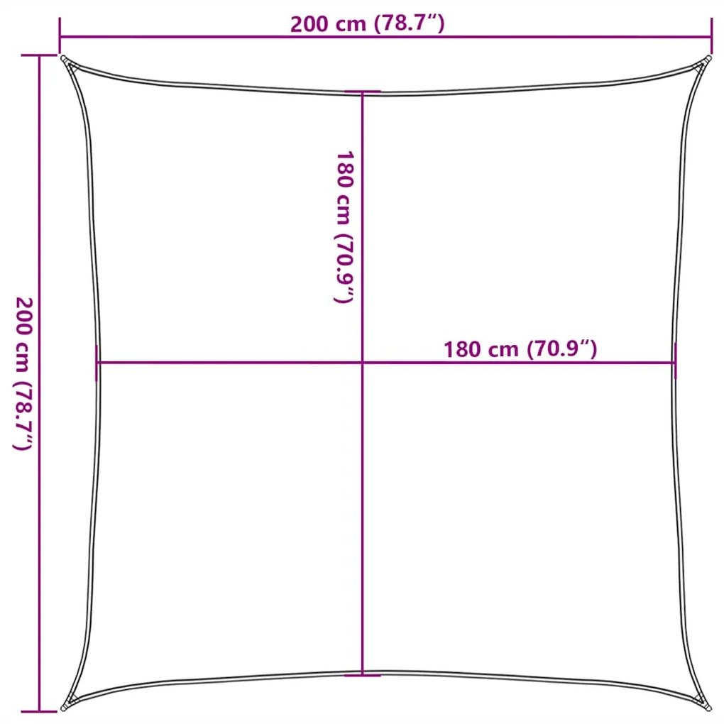 narancssárga HDPE napvitorla 160 g/m² 2 x 2 m