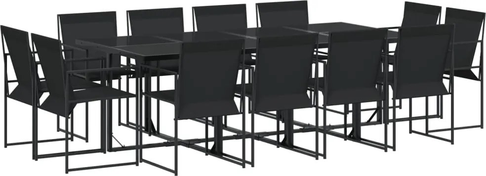 vidaXL 13 részes fekete textilén kerti étkezőgarnitúra