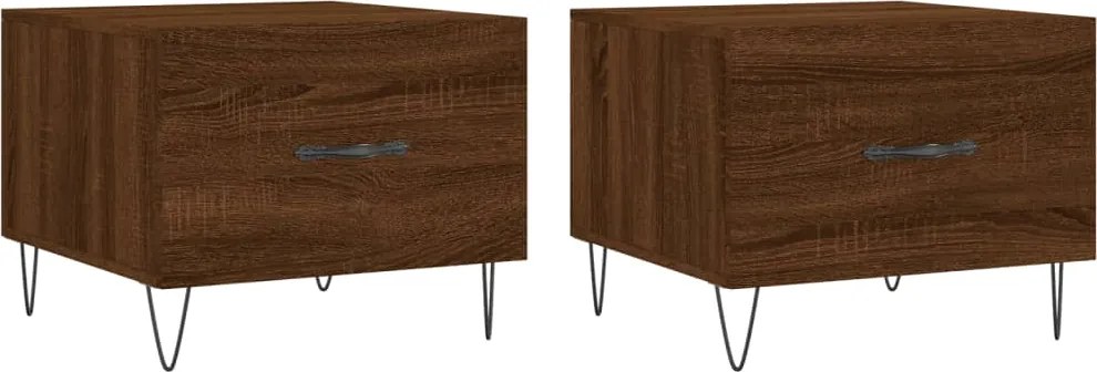 vidaXL 2 db barna tölgy szerelt fa dohányzóasztal 50 x 50 x 40 cm