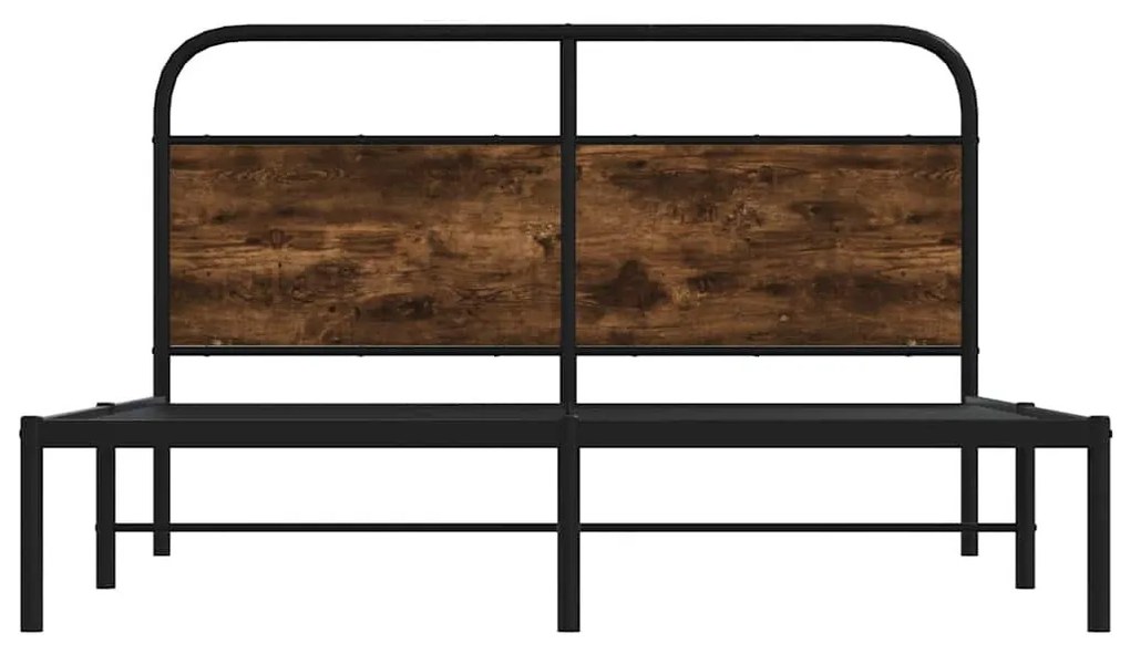 ágykeret matrac nélkül 140x200 cm füstölt tölgy fűrészelt fa