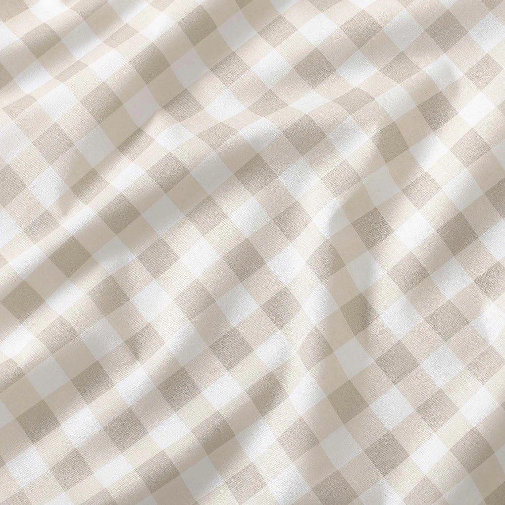 Goldea pamut ágyneműhuzat - latté kockás 140 x 200 és 70 x 90 cm