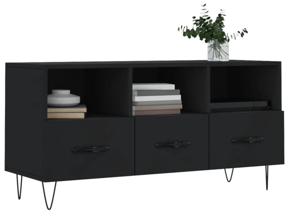 fekete szerelt fa TV-szekrény 102 x 36 x 50 cm