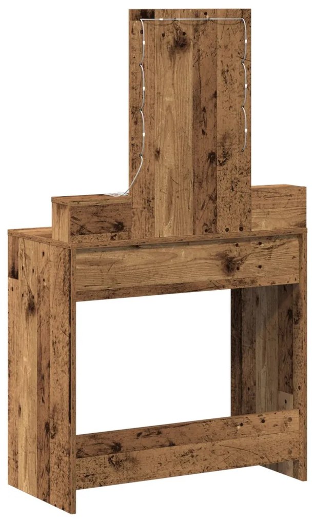 piperasztal LED világítással - Vintage fa stílus, 79x41x140 cm