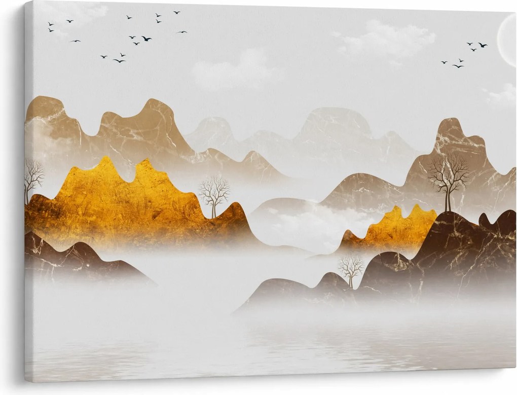 Kép - Hegyek a ködben (70x50 cm)