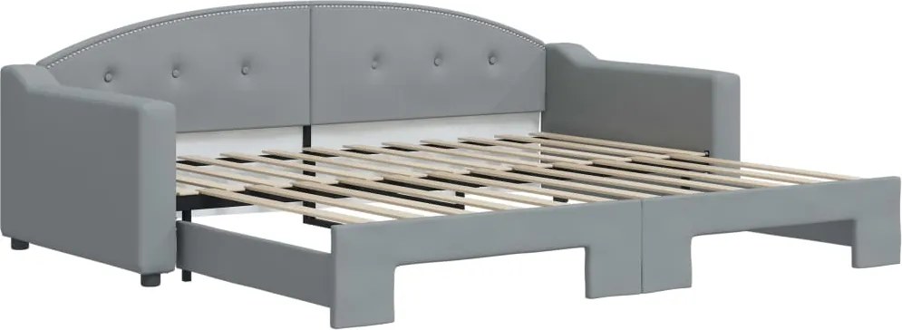 vidaXL világosszürke kihúzható szövet heverő 90 x 200 cm