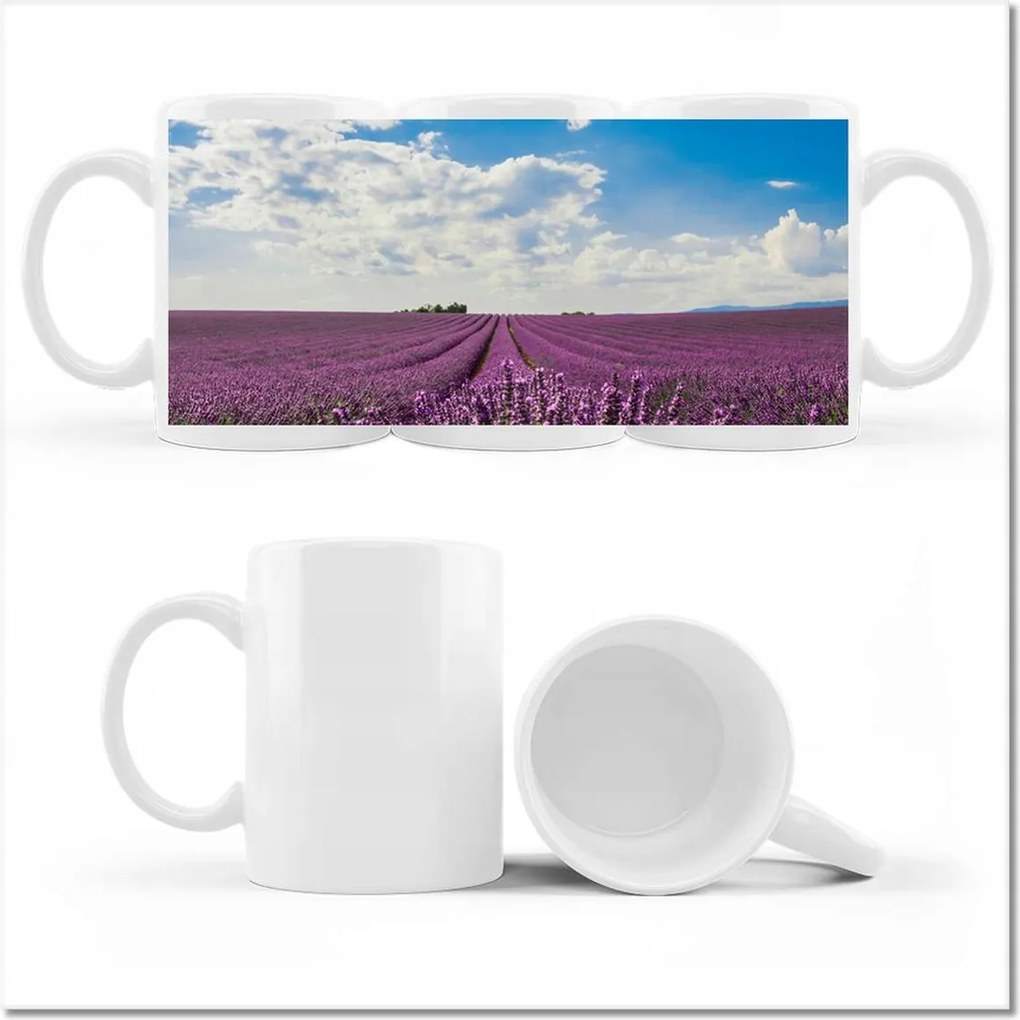 Nyomott mintás bögre Levendula mező Levendula