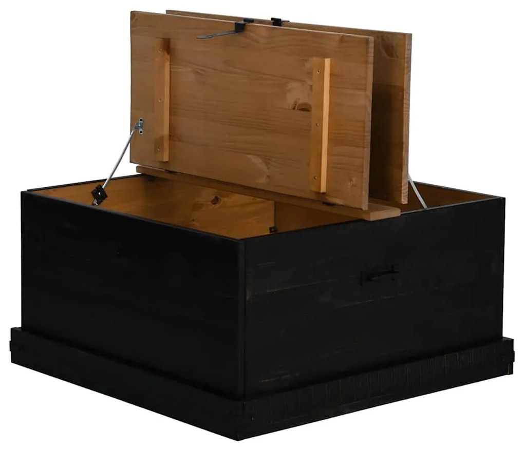 fekete tömör fenyőfa HALDEN tárolószekrény 91x91x47 cm