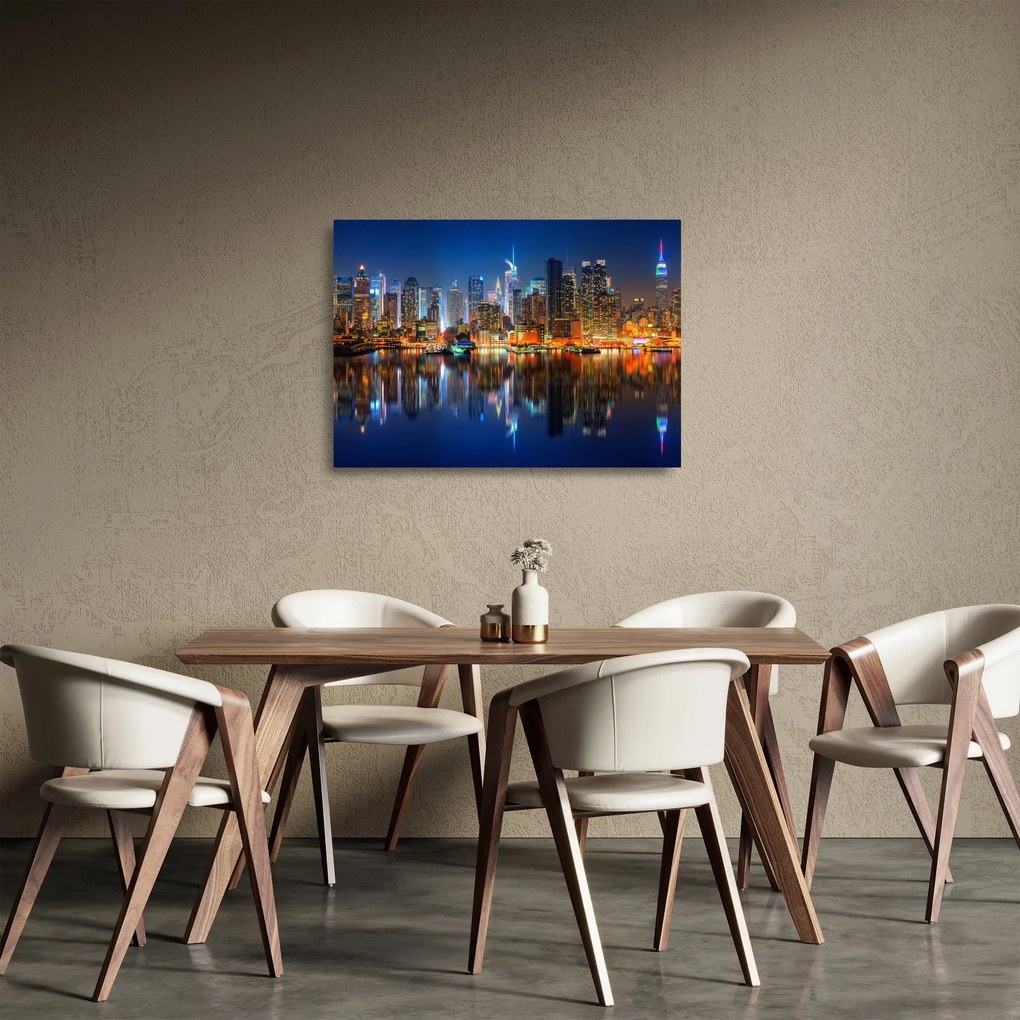 Manhattan képe éjjel (üvegen) (70x50 cm)