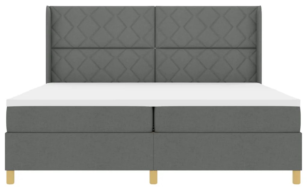 Box Spring ágy matracmal Sötétszürke 200 x 200 cm szövet