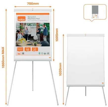 Flipchart tábla, mágneses felület, 70x100 cm, EcoLabel, NOBO Premium Plus, fehér (VN5701)