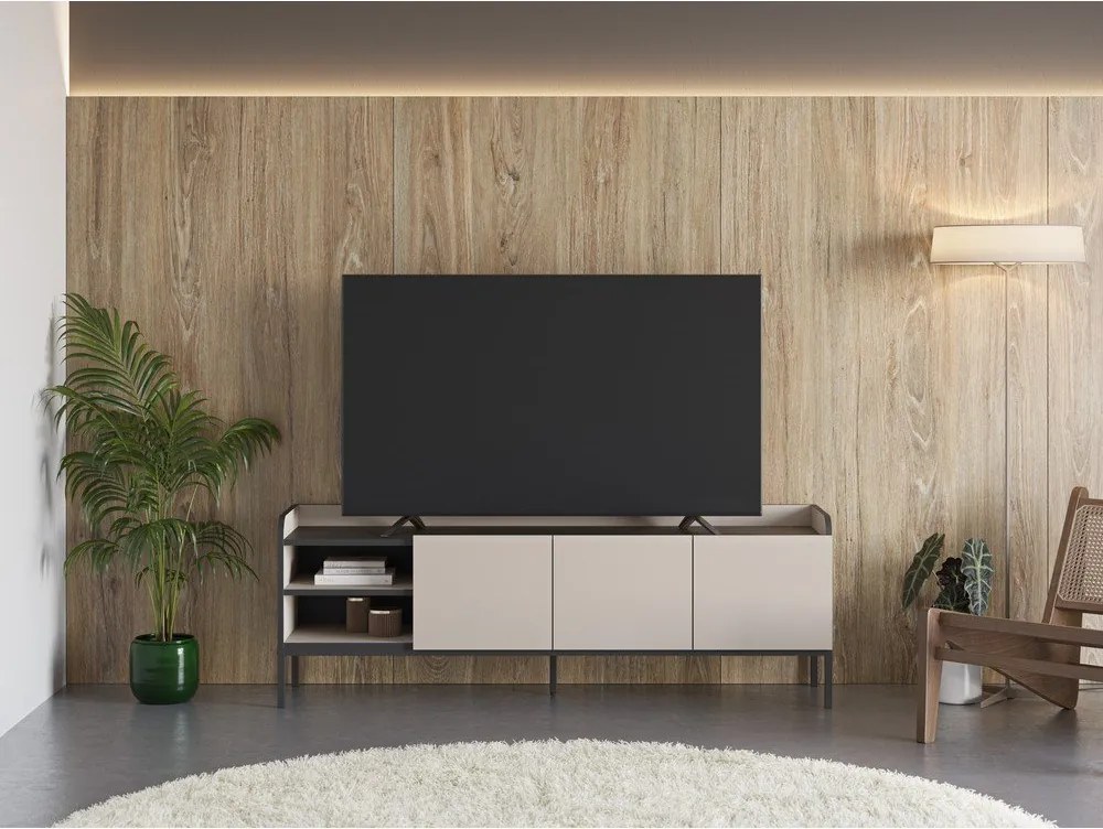 Krémszínű TV-állvány 160x55x42 cm Adara – Marckeric