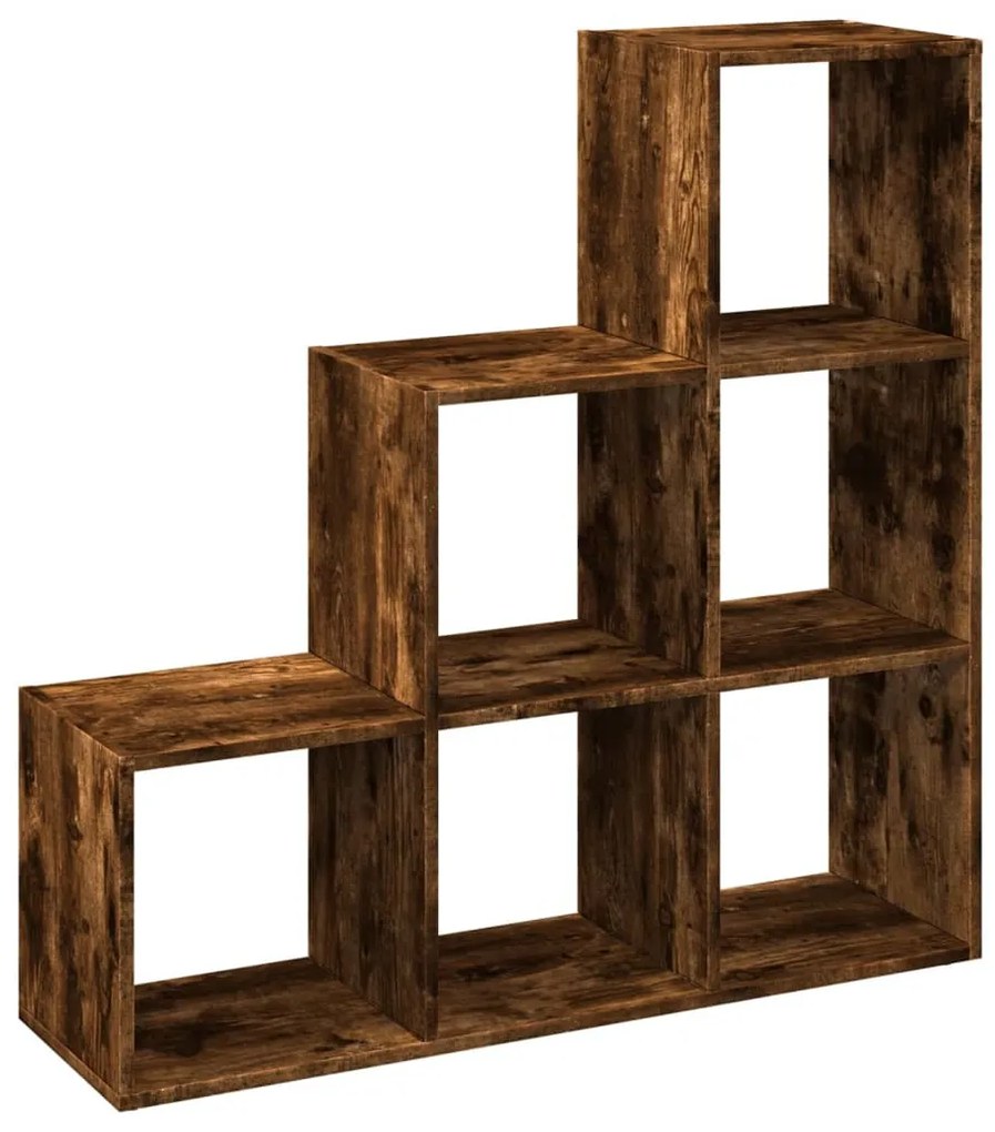 3 szintes füstös tölgy fa elválasztó könyvespolc 99x29x99 cm