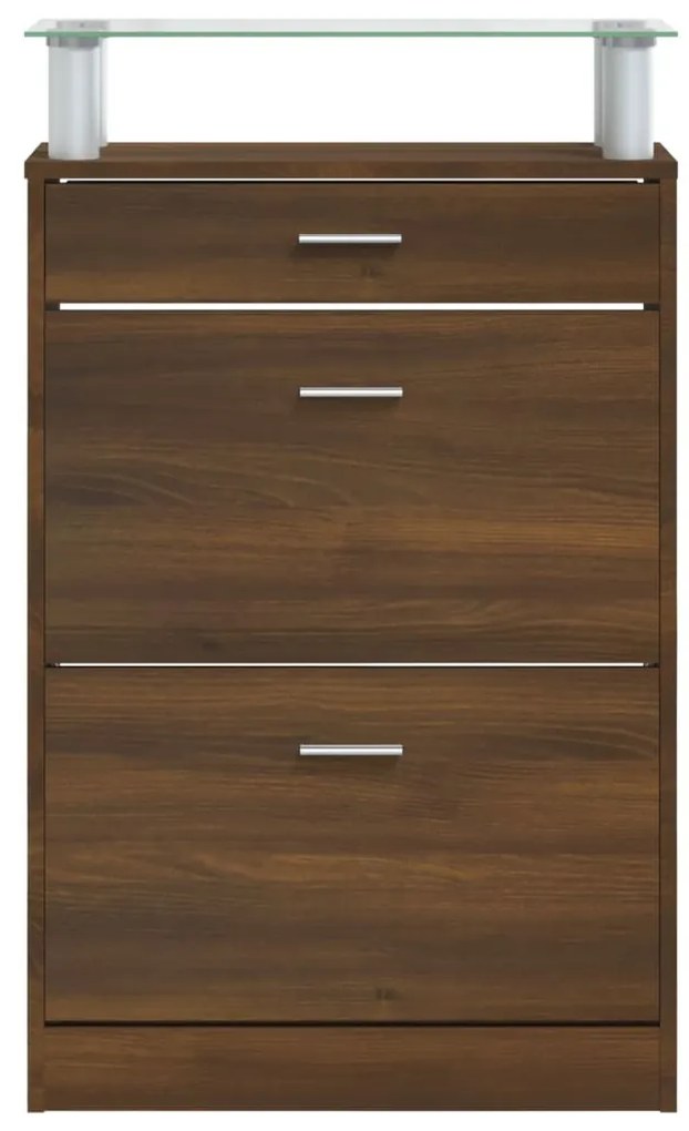 barna tölgyszínű szerelt fa cipősszekrény 63x24x104 cm