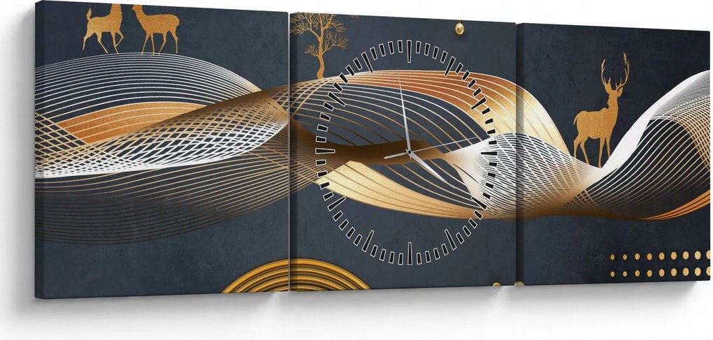 Kép - Grafika szarvassal (órával) (90x30 cm)