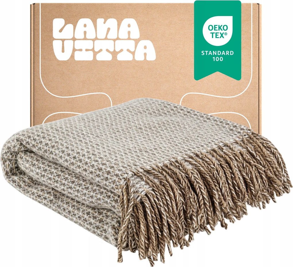 Milena félgyapjú takaró ágytakaró Pléd Világos bézs 140x200 cm